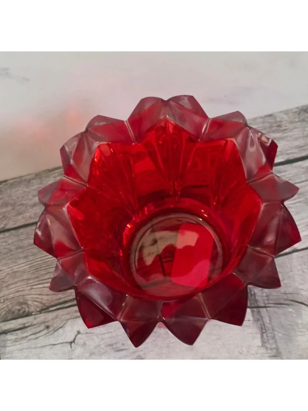 Mikasa Czech Republic Red Crystal Votive Candle Holder 4.5